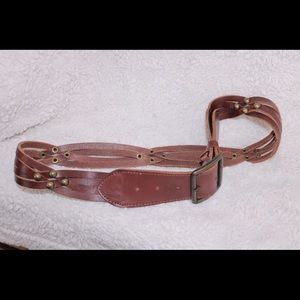 AEO Cognac Braided Leather Belt W/ Brass Large